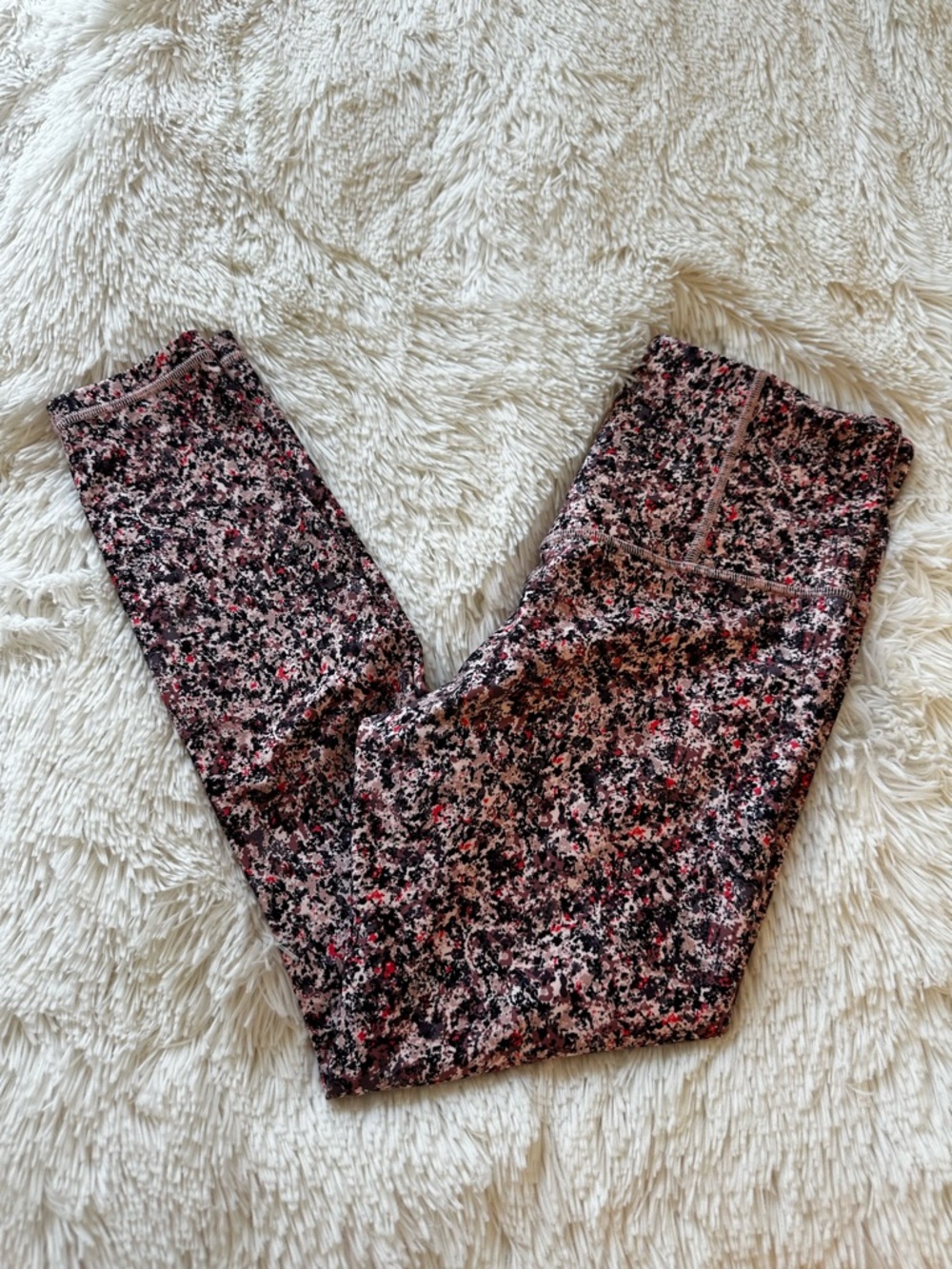Athleta Elation Speckled Pink Red Black Cream 7/8 Tight Leggings Size: Small - Picture 8 of 8